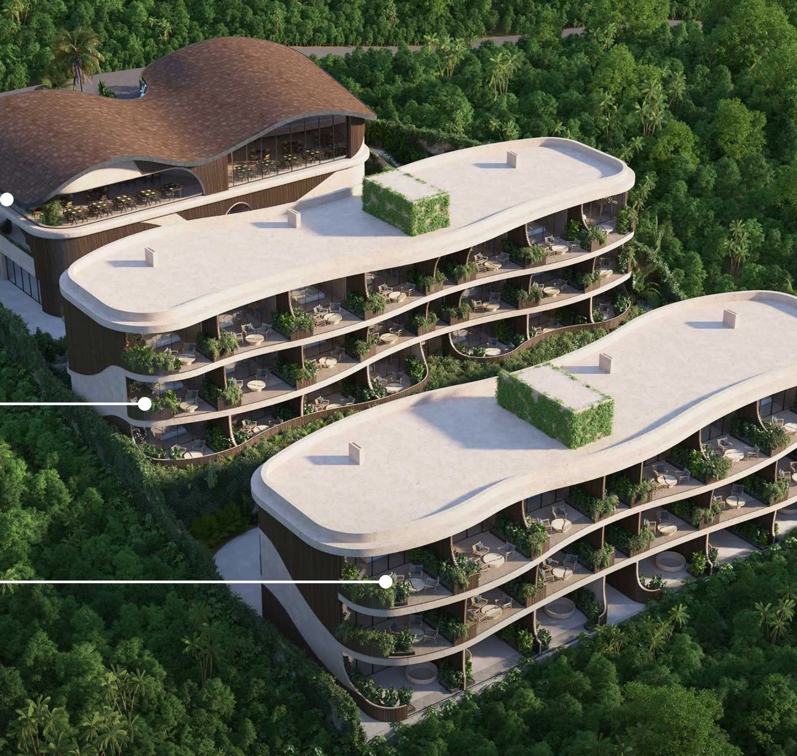Aerial view of Luma Biohacking Resort set in Uluwatu jungle
