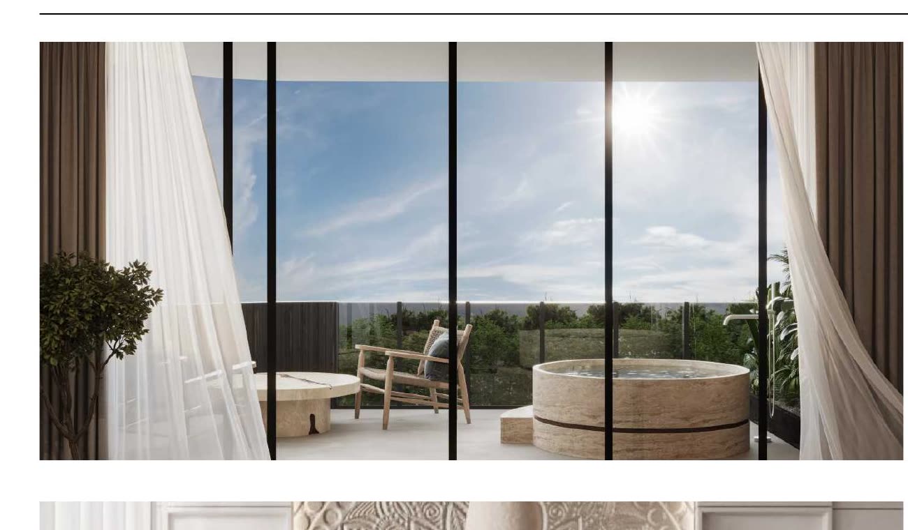 Premium residence terrace with stone soaking tub and ocean view, Luma Biohacking Resort